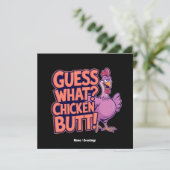 Invitation Devine quoi ? Un derrière de poulet ! Design amusa (Debout devant)