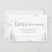 Invitation Devinez combien | Jeu Baby shower bleu hiver Invi (Devant)