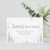 Invitation Devinez combien | Jeu Baby shower bleu hiver Invi (Debout devant)
