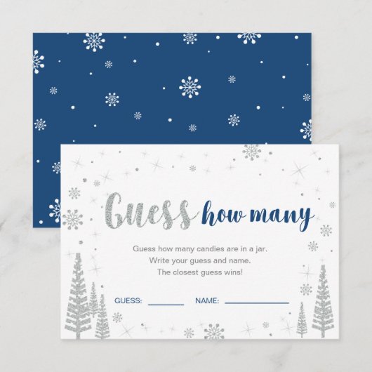 Invitation Devinez combien | Jeu de Baby Shower Bébé Hiver Bl (Devant / Derrière)