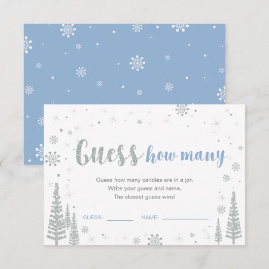Invitation Devinez combien | Jeu de Baby Shower Bébé Hiver Bl (Devant / Derrière)