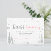 Invitation Devinez combien | Jeu de Baby shower rose d'hiver (Debout devant)