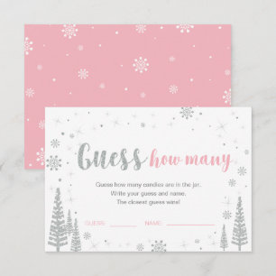 Invitation Devinez combien   Jeu de Baby shower rose d'hiver
