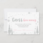 Invitation Devinez combien | Jeu de Baby Shower Rose Hiver (Devant)