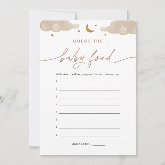 Invitation Devinez la Baby Food Game Card Twinkle Little Star (Devant)