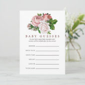 Invitation Devinez la douche de bébé florale rose poudré et b (Debout devant)