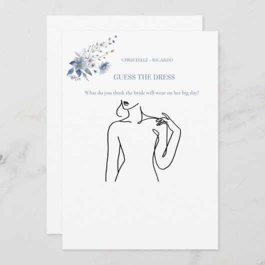 Invitation Devinez la mariée robe mariée jeu de douche nuptia (Devant / Derrière)