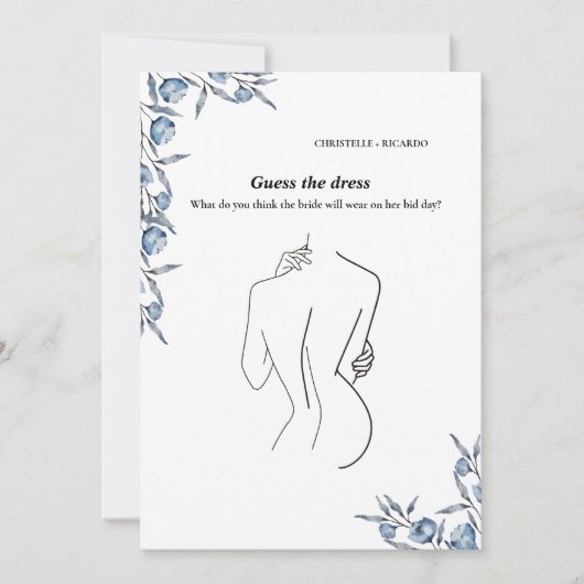 Invitation Devinez la mariée robe mariée jeu de douche nuptia (Devant)