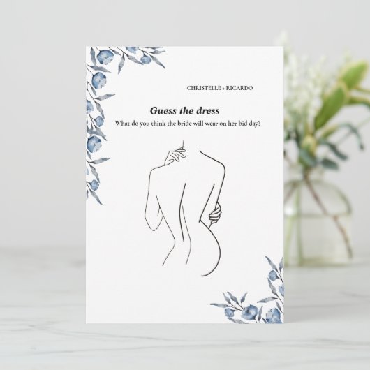 Invitation Devinez la mariée robe mariée jeu de douche nuptia (Debout devant)