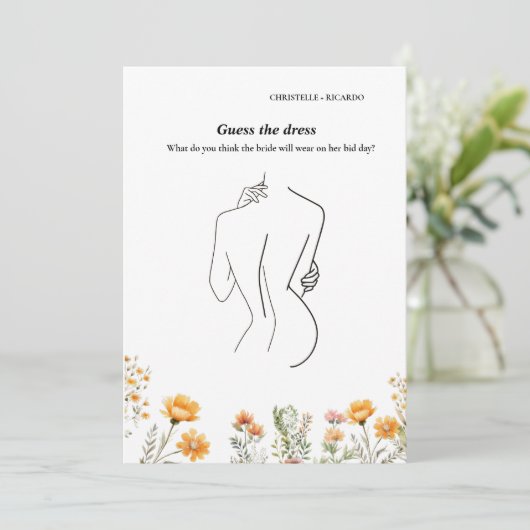 Invitation Devinez la mariée robe mariée jeu de douche nuptia (Debout devant)