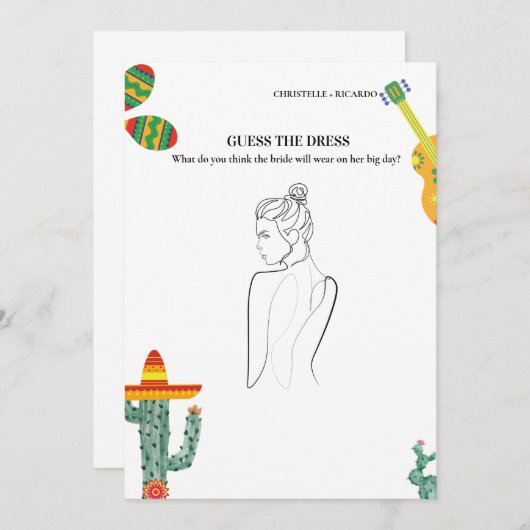 Invitation Devinez la mariée robe mariée jeu de douche nuptia (Devant / Derrière)