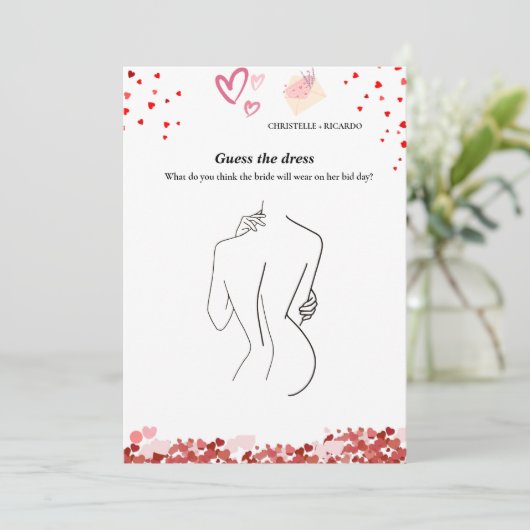 Invitation Devinez la mariée robe mariée jeu de douche nuptia (Debout devant)