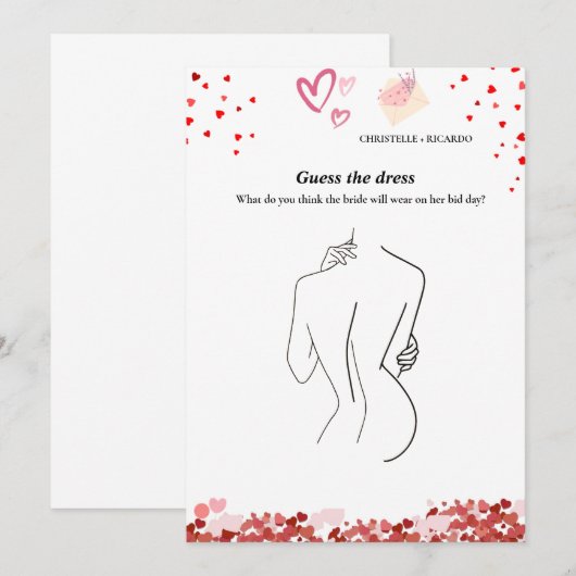 Invitation Devinez la mariée robe mariée jeu de douche nuptia (Devant / Derrière)