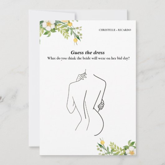 Invitation Devinez la mariée robe mariée jeu de douche nuptia (Devant)