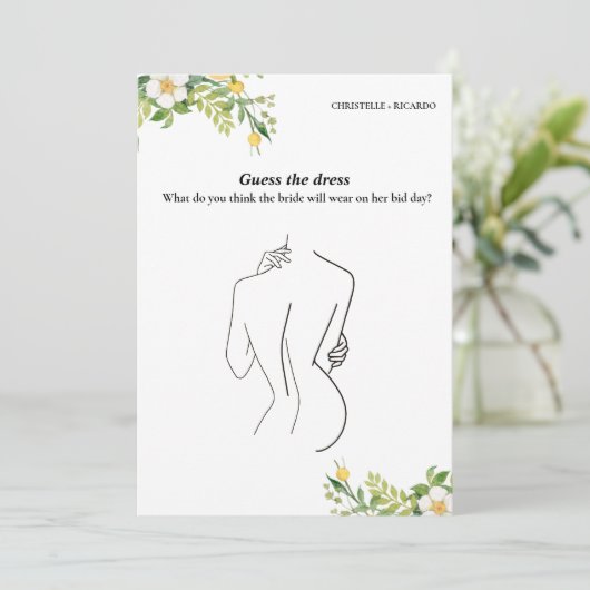 Invitation Devinez la mariée robe mariée jeu de douche nuptia (Debout devant)