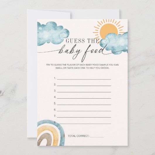 Invitation Devinez La Nourriture Pour Bébé | Sunshine Baby sh (Devant)