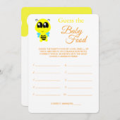 Invitation Devinez la nourriture pour bébés | Baby shower Bee (Devant / Derrière)