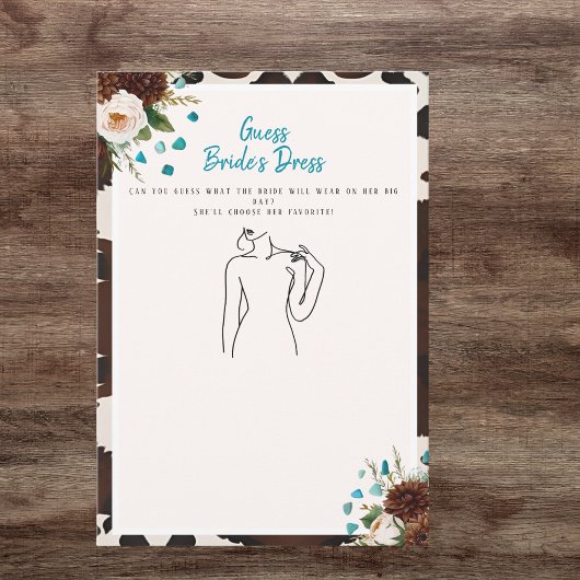 Invitation Devinez la robe Jeu de Baby Shower Rustique Bohème