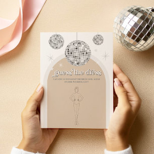Invitation Devinez la robe Silver Disco Bridal Game Card