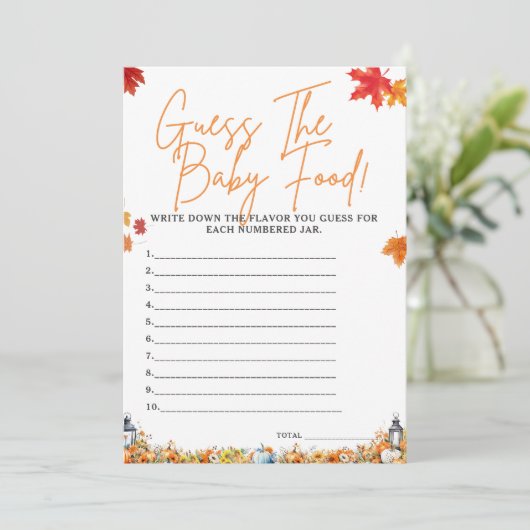 Invitation DEVINEZ LE Baby shower ALIMENTAIRE BÉBÉ JEU Citrou (Debout devant)