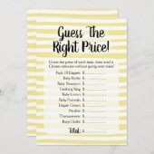 Invitation Devinez Le Baby shower De Prix Jeu Jaune Blanc (Devant / Derrière)