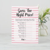 Invitation Devinez Le Baby shower De Prix Jeu Rose Blanc (Debout devant)