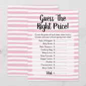 Invitation Devinez Le Baby shower De Prix Jeu Rose Blanc (Devant / Derrière)