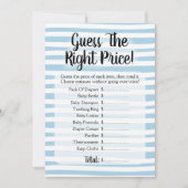 Invitation Devinez Le Baby shower Du Prix Jeu Bleu Blanc (Devant)