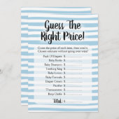 Invitation Devinez Le Baby shower Du Prix Jeu Bleu Blanc (Devant / Derrière)