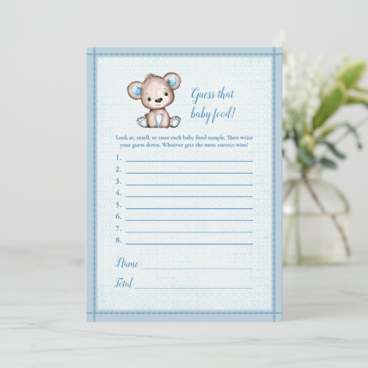 Invitation Devinez Le Bébé Nourriture Cute Brown Ours Baby Ga (Debout devant)