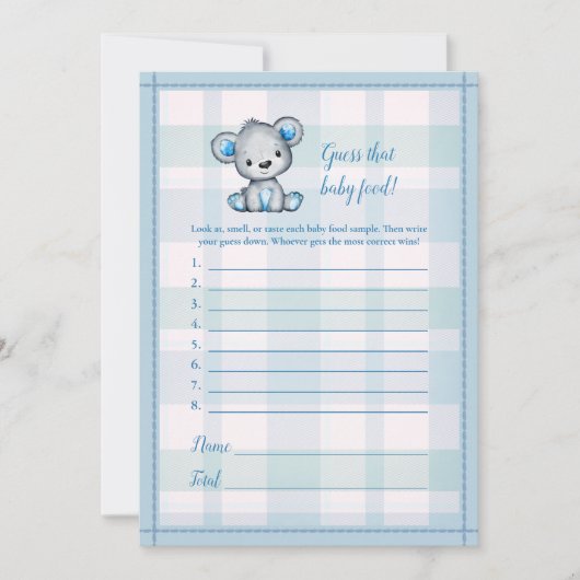 Invitation Devinez Le Bébé Nourriture Cute Gris Ours Garçon D (Devant)