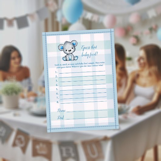 Invitation Devinez Le Bébé Nourriture Cute Gris Ours Garçon D