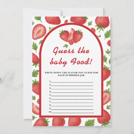 Invitation Devinez Le Bébé Nourriture Fraise Berry Sweet Jeu (Devant)