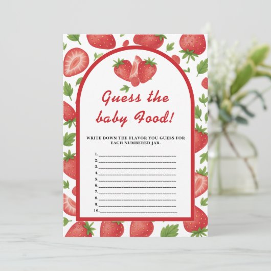 Invitation Devinez Le Bébé Nourriture Fraise Berry Sweet Jeu (Debout devant)
