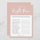 Invitation Devinez le bon jeu de baby shower de prix (Devant / Derrière)