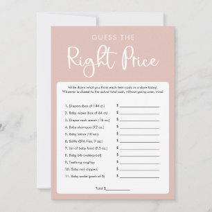 Invitation Devinez le bon jeu de baby shower de prix