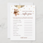 Invitation Devinez le bon prix jeu Baby shower Teddy Bear Car