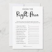 Invitation Devinez le bon prix jeu de baby shower moderne (Devant)