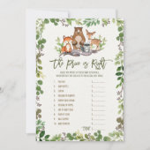 Invitation Devinez le bon prix Woodland Baby shower jeu (Devant)