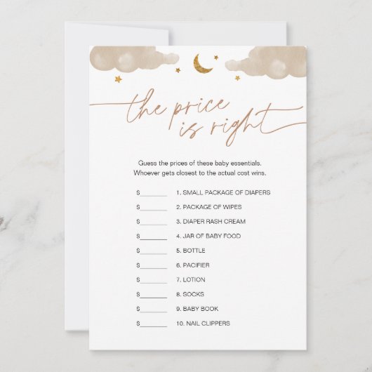 Invitation Devinez le jeu de Baby shower Prix Twinkle Star (Devant)