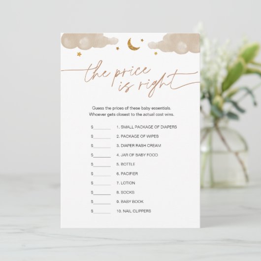 Invitation Devinez le jeu de Baby shower Prix Twinkle Star (Debout devant)