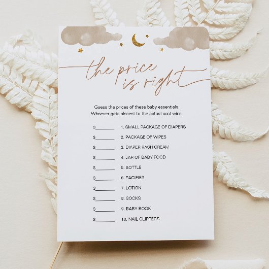 Invitation Devinez le jeu de Baby shower Prix Twinkle Star