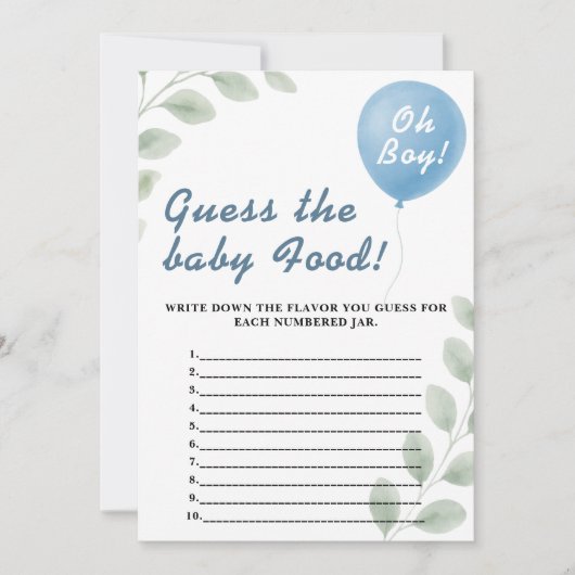 Invitation Devinez Le Jeu De Douche Alimentaire Bébé Balloon  (Devant)