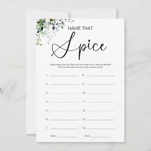 Invitation Devinez le jeu de Fête des mariées épice (Devant)