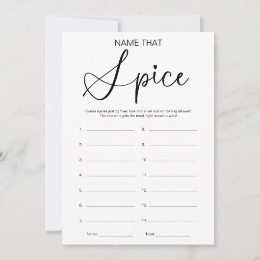 Invitation Devinez le jeu de Fête des mariées épice (Devant)