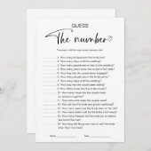 Invitation Devinez Le Jeu De Fête des mariées Numéro (Devant / Derrière)