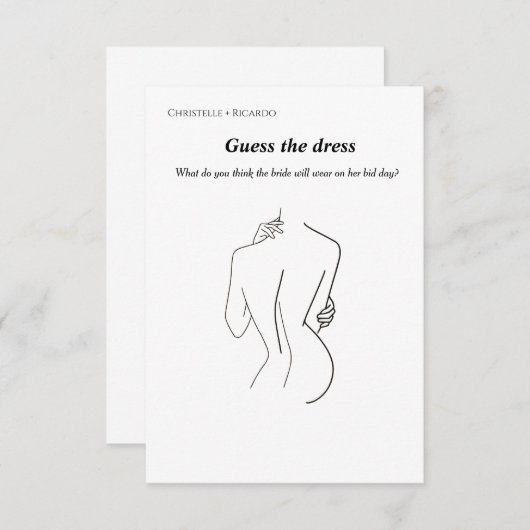 Invitation Devinez le jeu de la mariée robe nuptiale (Devant / Derrière)