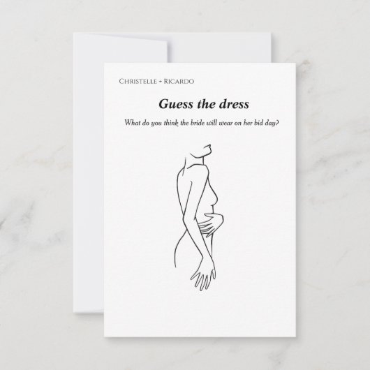 Invitation Devinez le jeu de la mariée robe nuptiale (Devant)