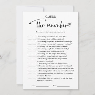 Invitation Devinez le nombre Jeu de Baby Shower
