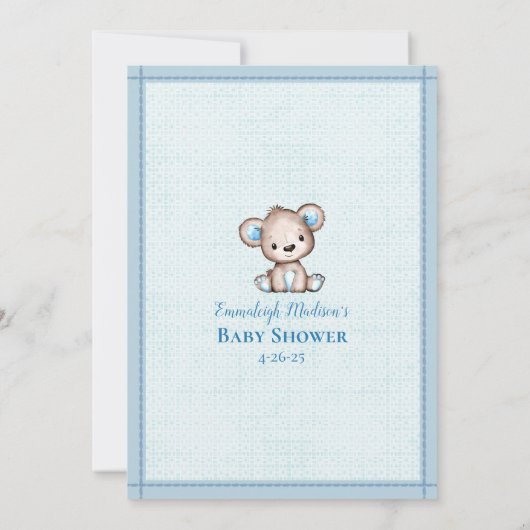 Invitation Devinez Le Prix Cute Brown Bear Boy Douche Jeu (Dos)